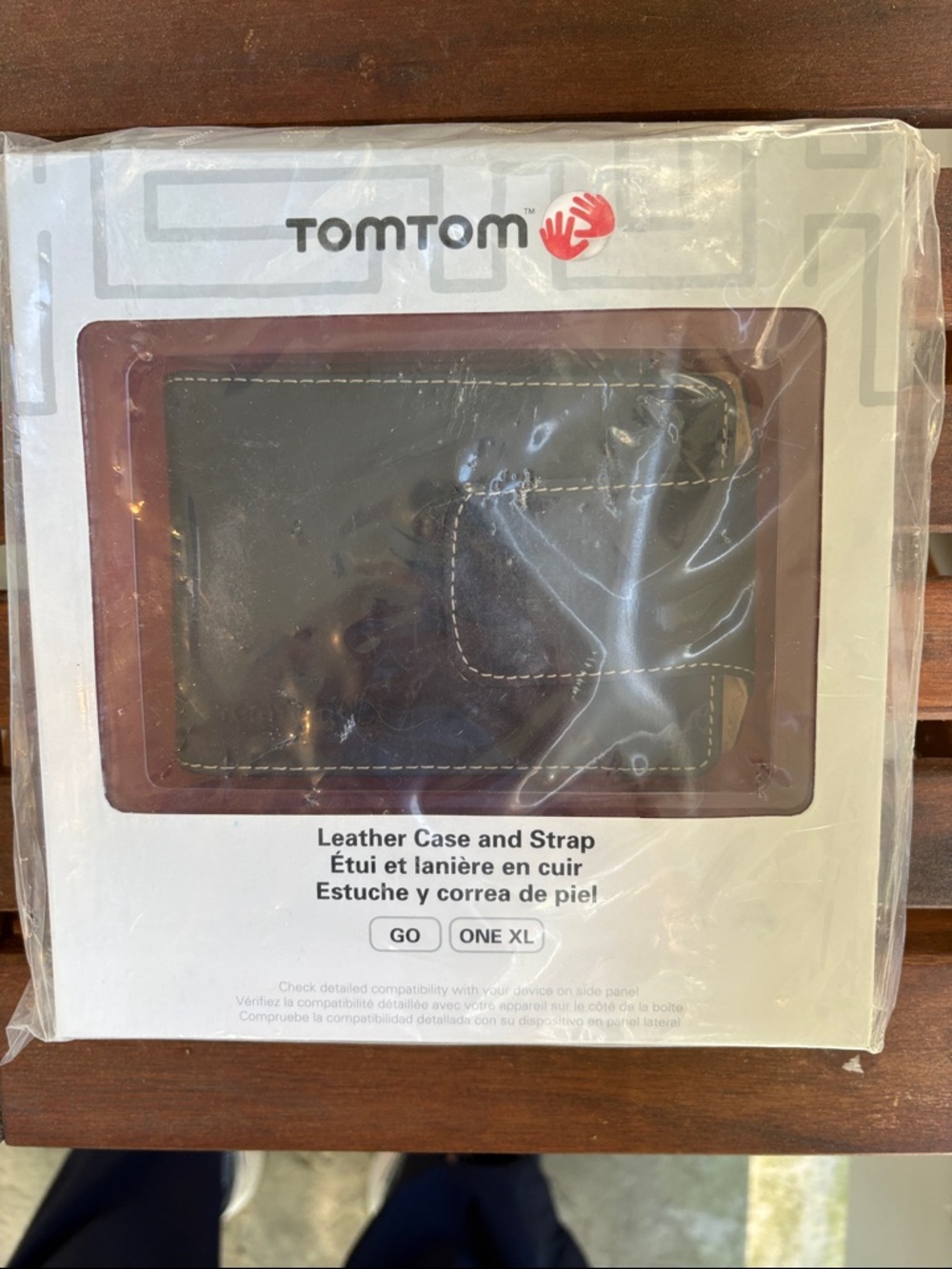 TomTom Leather Case and Strap - Black with Brown Trim Never Used- case only
